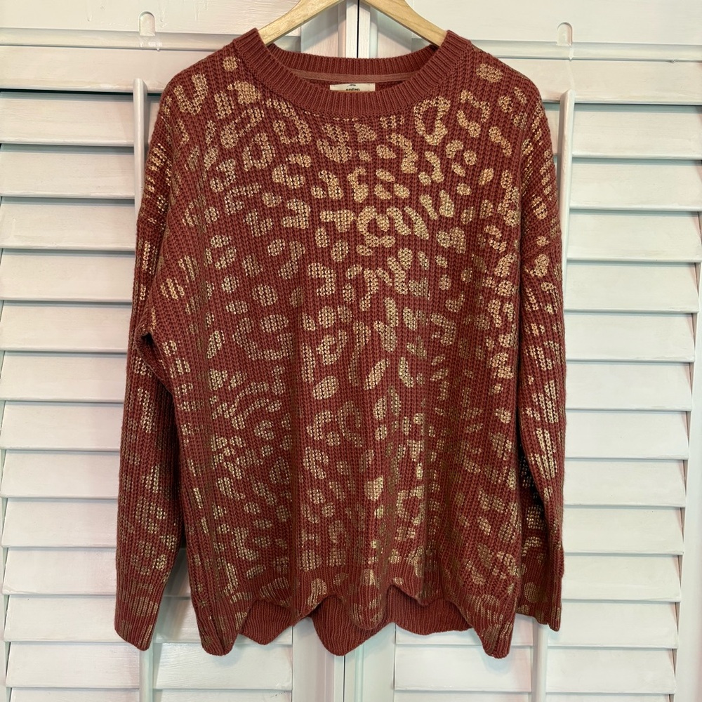 Entro Pink And Gold‎ Animal Print Sweater Size Medium